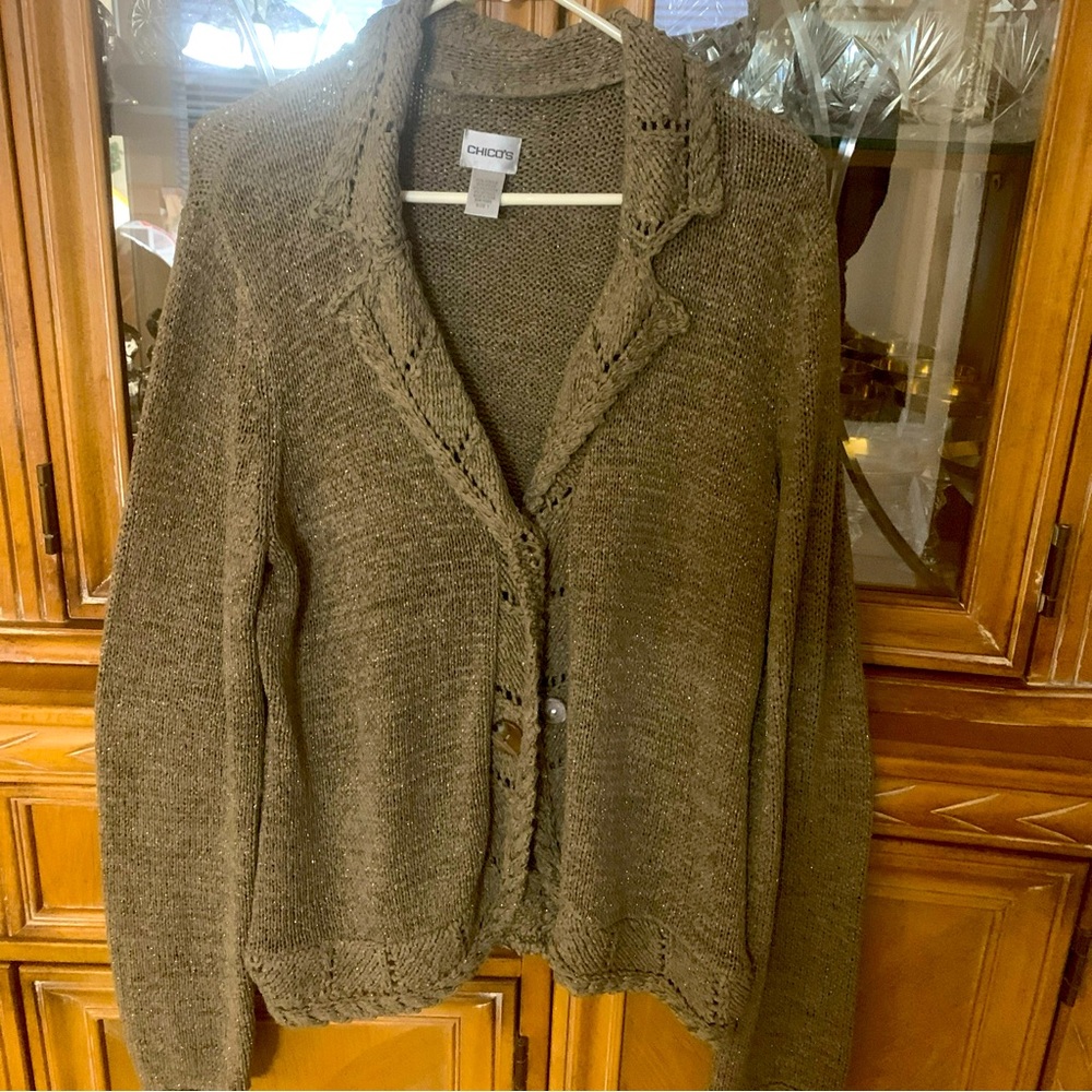Chicos, cardigan, traveler, sweater, size one.